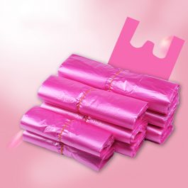 Pink Plastic Bags Carry Out Shopping Vest Poly Bags