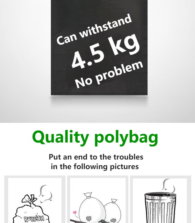 Trash Bags Black Vest Plastic Bag Indoor Garbage Can Liners Polybags -  UZBAG Store