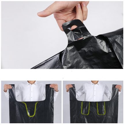 Black Big Vest Style Large Plastic Bags Carrier Poly Bags