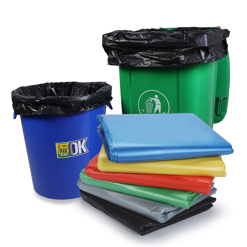 Trash Bags Blue Black Red Green Yellow Gray Heavy Duty Garbage Can