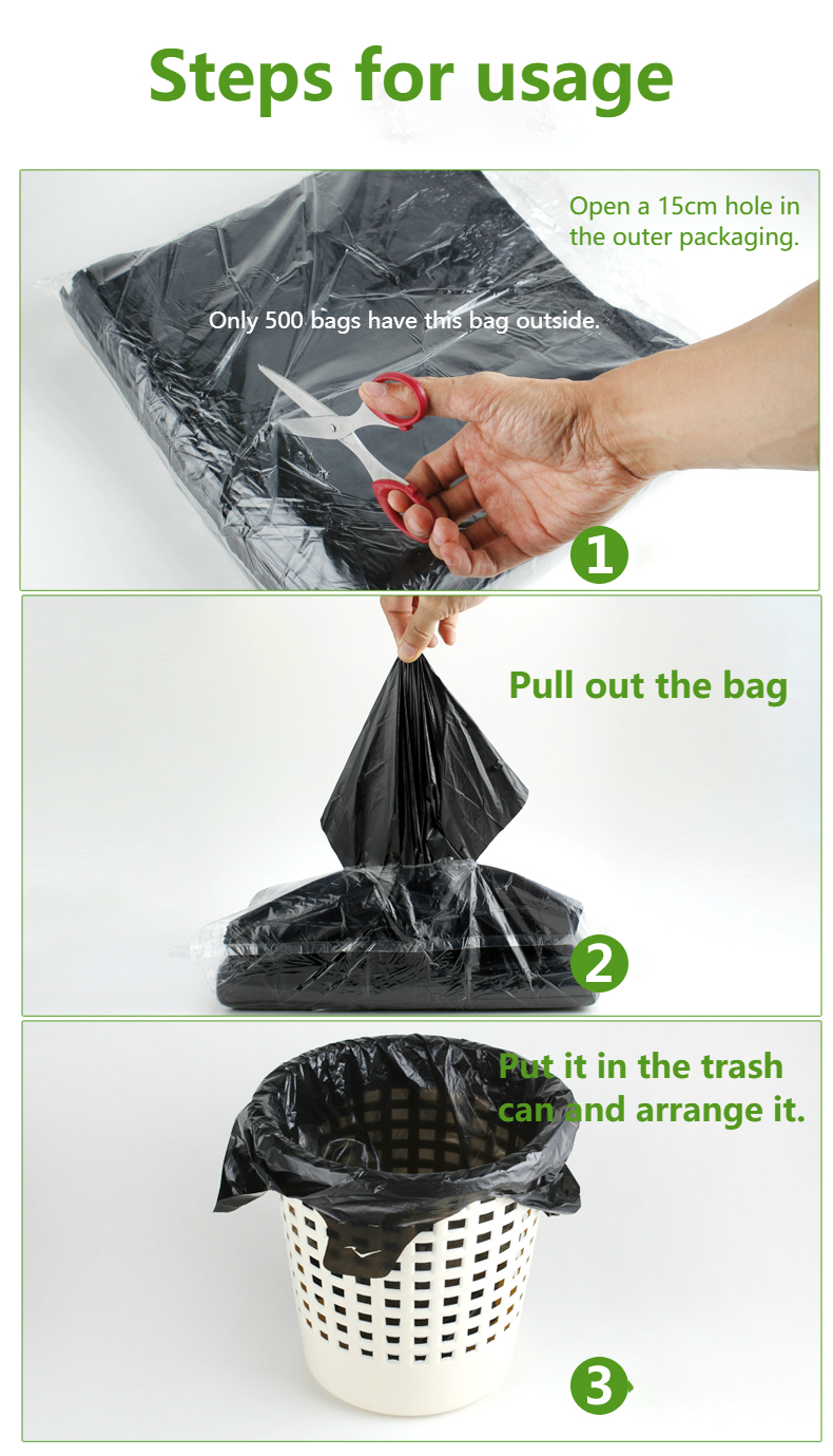 Trash Bags Black Vest Plastic Bag Indoor Garbage Can Liners
