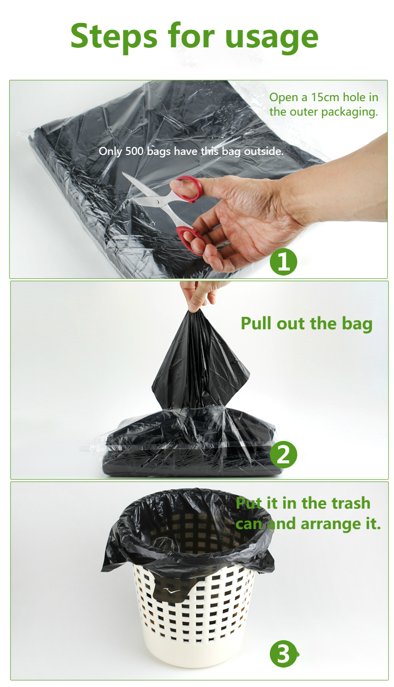 Trash bags 30L, 560x640mm,30my, black LDPE