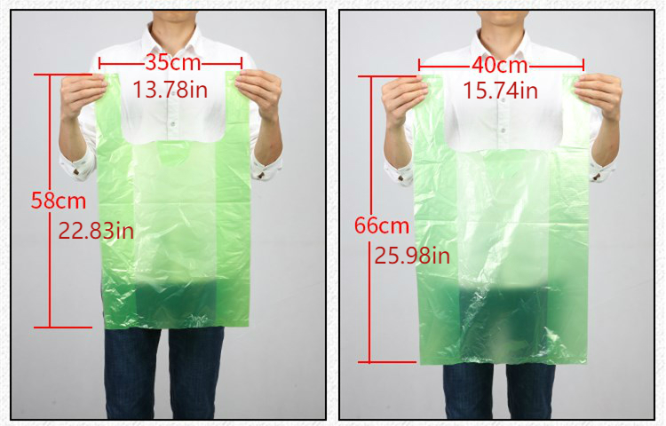 Green Plastic Shopping Vest Poly Bags