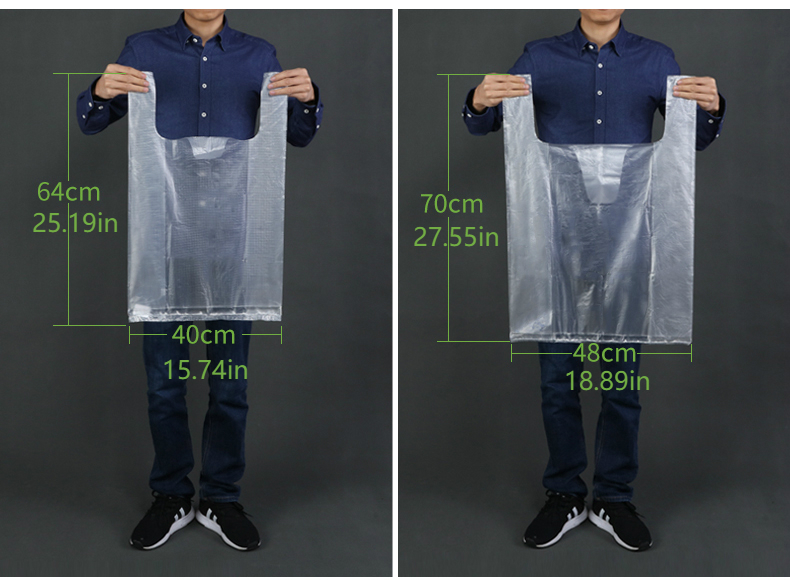 Black Big Vest Style Plastic Bags Carrier Poly Bags - UZBAG Store